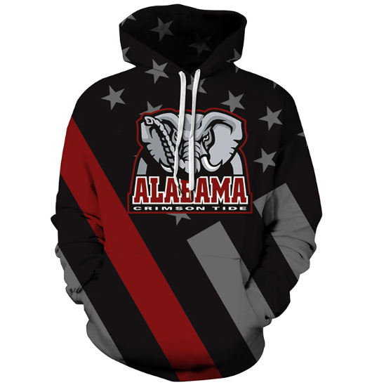 Albama Crimson Tide Logo With Stars 3D Pullover Hoodie