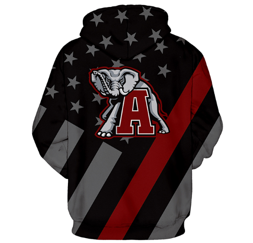 Albama Crimson Tide Logo With Stars 3D Pullover Hoodie - Image 2