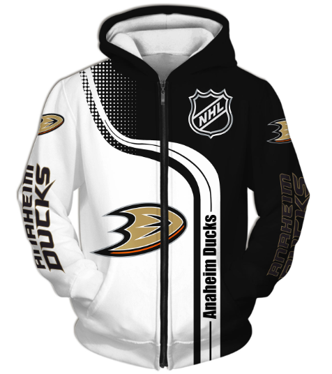 Anaheim Ducks Half Color 3D Printed Zipper Hoodie Jacket