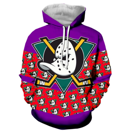 Anaheim Ducks Purple 3D Pullover Hoodie