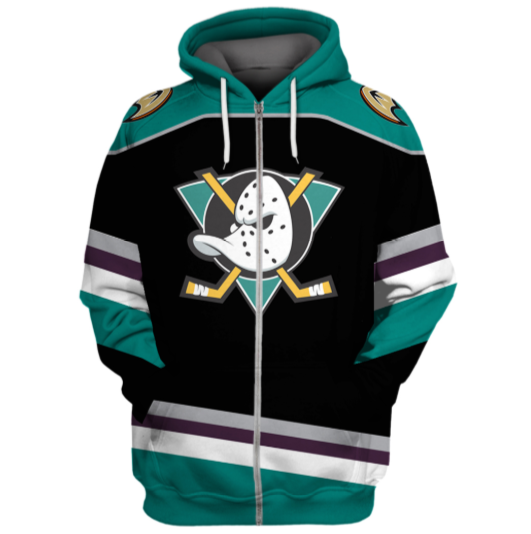 Anaheim Ducks Symbol Green 3D Zipper Hoodie Jacket