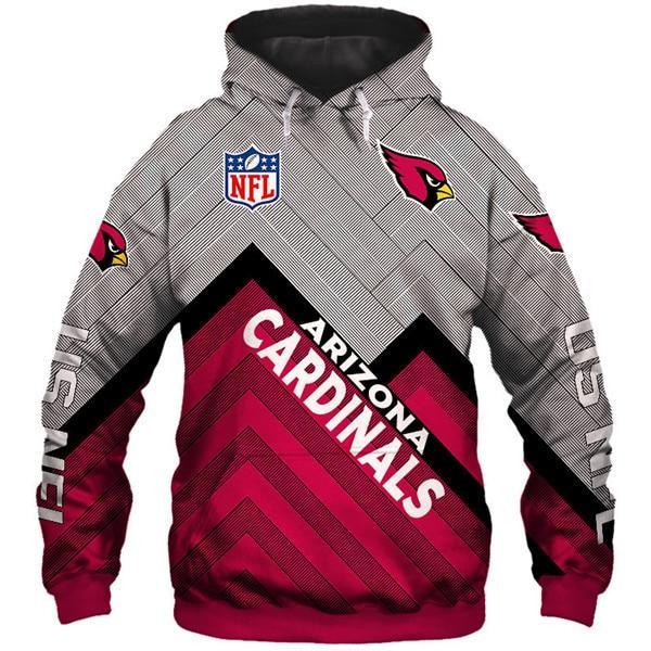 Arizona Cardinals 3D Logo Name Printed Pullover Hoodie