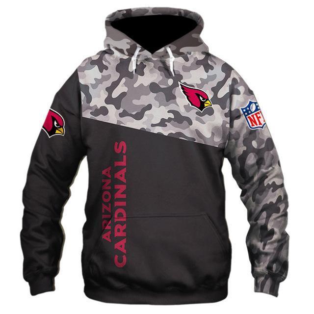 Arizona Cardinals Half Camo 3D Pullover Hoodie
