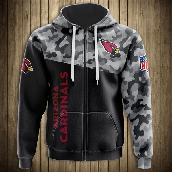 Arizona Cardinals Half Camo 3D Zipper Hoodie Jacket