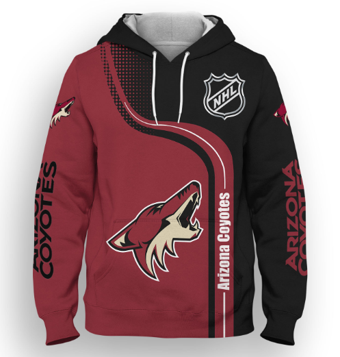 Arizona Coyotes Half Color 3D Printed Pullover Hoodie