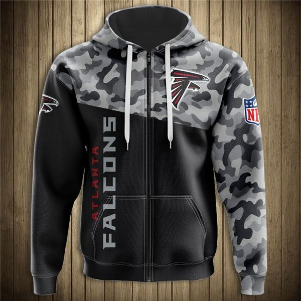 Atlanta Falcons Half Camo 3D Zipper Hoodie Jacket
