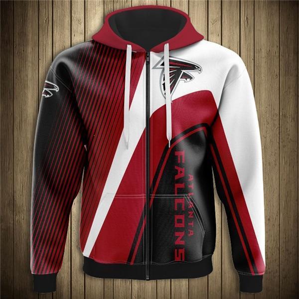Atlanta Falcons Hooded Matching Stripe 3D Zipper Hoodie Jacket