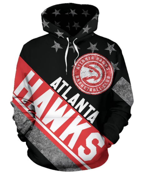 Atlanta Hawks Stripe With Stars 3D Printed Pullover Hoodie