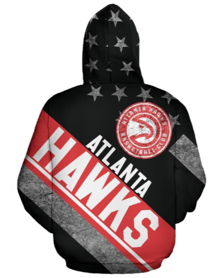 Atlanta Hawks Stripe With Stars 3D Printed Pullover Hoodie - Image 2