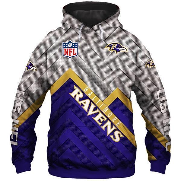 Baltimore Ravens 3D Logo Name Printed Pullover Hoodie