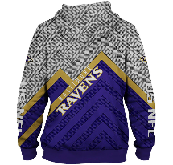 Baltimore Ravens 3D Logo Name Printed Pullover Hoodie - Image 2