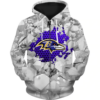 Baltimore Ravens Beehives Pattern 3D Zipper Hoodie Jacket