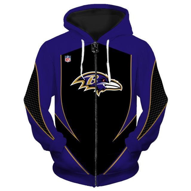 Baltimore Ravens Middle Logo 3D Printed Zipper Hoodie Jacket