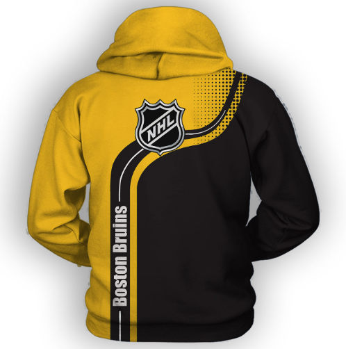Boston Bruins Half Color 3D Printed Zipper Hoodie Jacket - Image 2