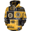 Boston Bruins Square Pattern 3D Pullover Hoodie