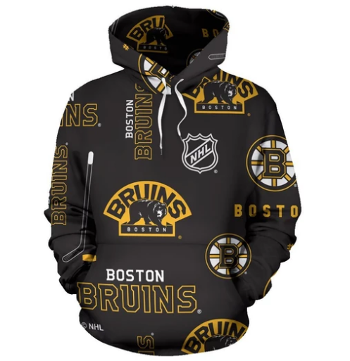 Boston Bruins Stylized Pattern 3D Pullover Hoodie