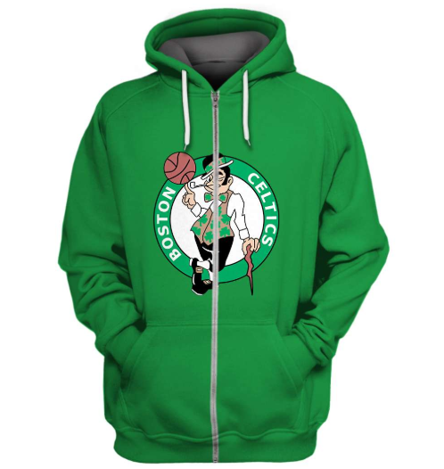 Boston Celtics Green Simple 3D Printed Zipper Hoodie Jacket
