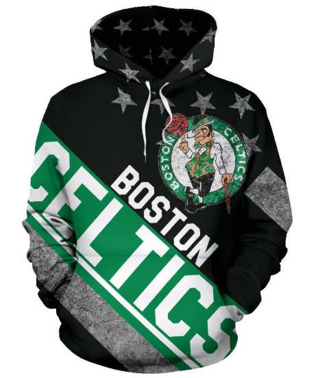 Boston Celtics Stripe With Stars 3D Printed Pullover Hoodie