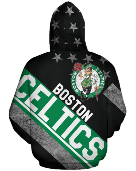 Boston Celtics Stripe With Stars 3D Printed Zipper Hoodie Jacket - Image 2