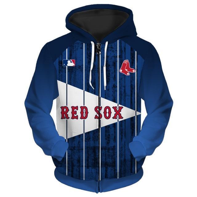 Boston Red Sox Logo With Short Name 3D Zipper Hoodie Jacket