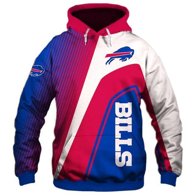 Buffalo Bills Hooded Matching Stripe 3D Pullover Hoodie