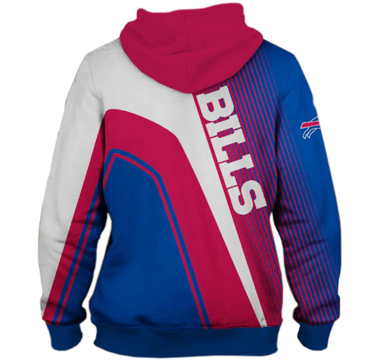 Buffalo Bills Hooded Matching Stripe 3D Pullover Hoodie - Image 2