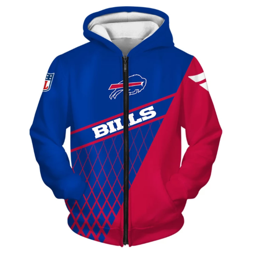 Buffalo Bills Top Logo 3D Zipper Hoodie Jacket