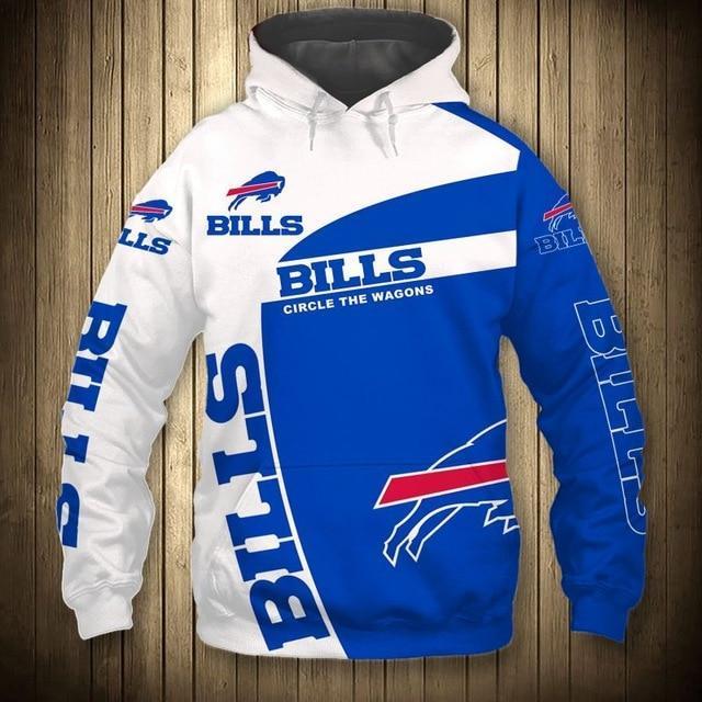 Buffalo Bills White Hood 3D Pullover Hoodie