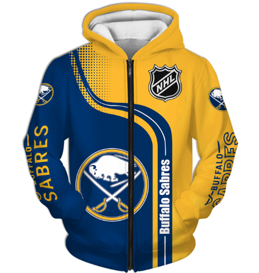 Buffalo Sabres Half Color 3D Printed Zipper Hoodie Jacket