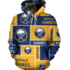 Buffalo Sabres Square Pattern 3D Pullover Hoodie