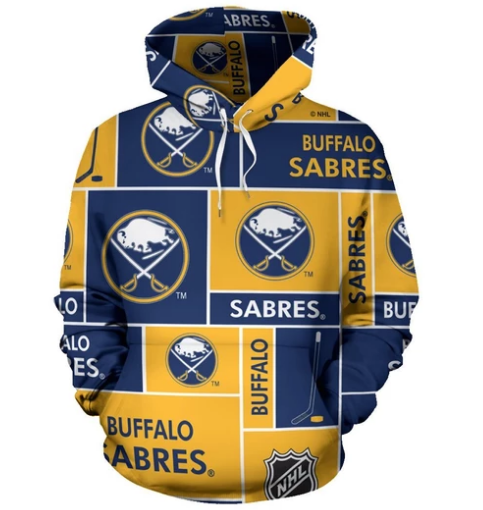 Buffalo Sabres Square Pattern 3D Pullover Hoodie