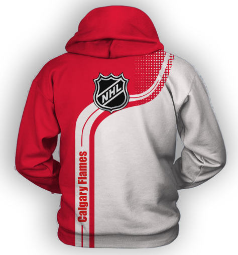 Calgary Flames Half Color 3D Printed Zipper Hoodie Jacket - Image 2