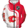 Calgary Flames Half Color 3D Printed Zipper Hoodie Jacket