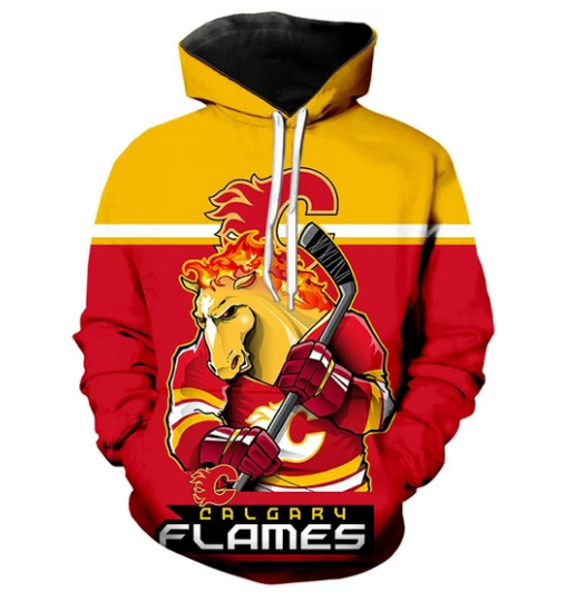 Calgary Flames Logo 3D Printed Pullover Hoodie