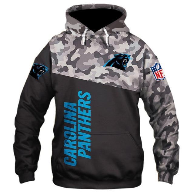 Carolina Panthers Half Camo 3D Pullover Hoodie