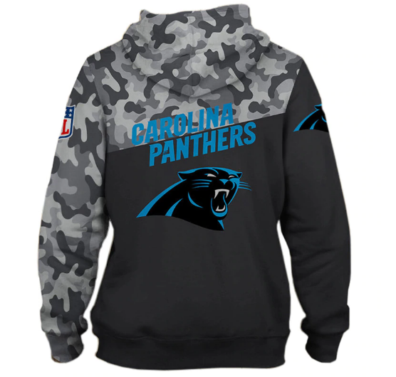 Carolina Panthers Half Camo 3D Pullover Hoodie - Image 2
