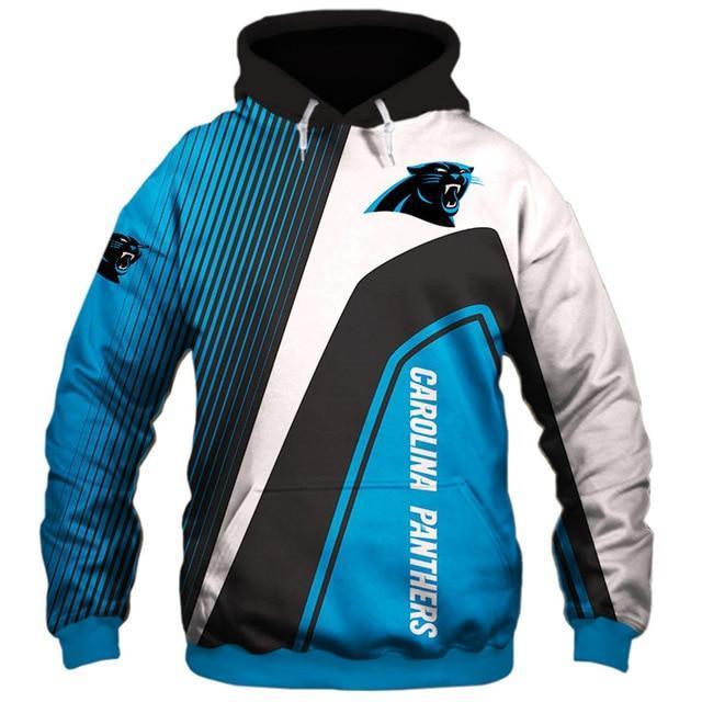 Carolina Panthers Hooded Matching Stripe 3D Pullover Hoodie