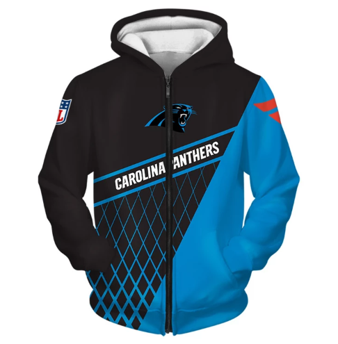 Carolina Panthers Top Logo 3D Zipper Hoodie Jacket