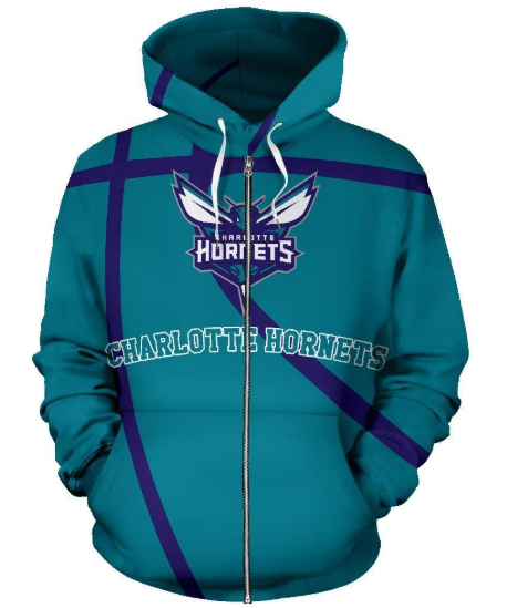 Charlotte Hornets Simple 3D Printed Zipper Hoodie Jacket