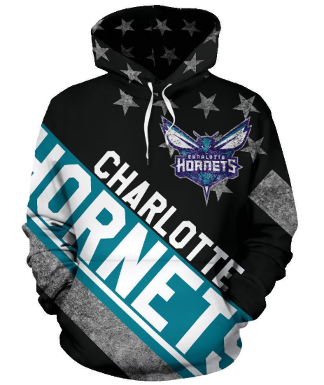 Charlotte Hornets Stripe With Stars 3D Printed Pullover Hoodie