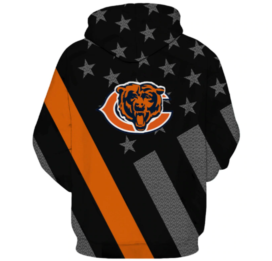 Chicago Bears Black With Multi Star 3D Pullover Hoodie - Image 2