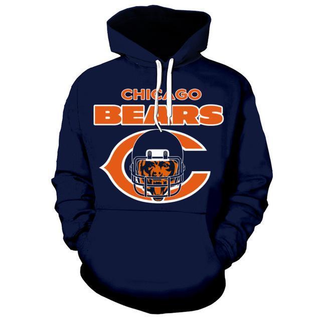 Chicago Bears Helmet With Team Name 3D Printed Pullover Hoodie