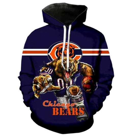Chicago Bears Symbol Stylized 3D Pullover Hoodie