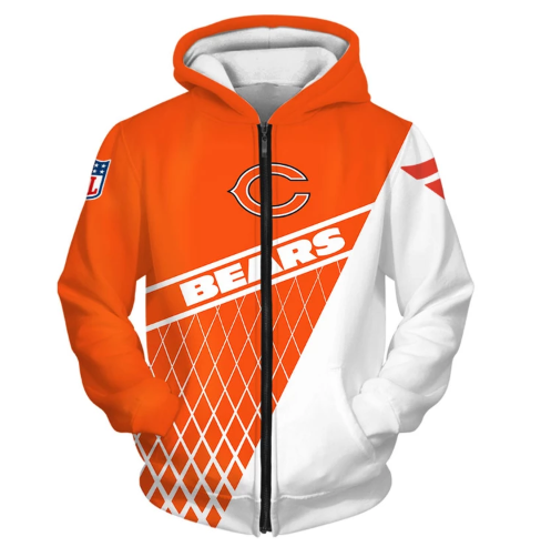 Chicago Bears Top Logo 3D Zipper Hoodie Jacket