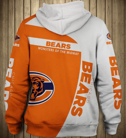 Chicago Bears White Hood 3D Pullover Hoodie - Image 2