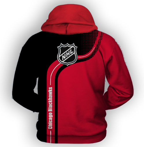 Chicago Blackhawks Half Color 3D Printed Zipper Hoodie Jacket - Image 2