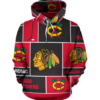 Chicago Blackhawks Square Pattern 3D Pullover Hoodie
