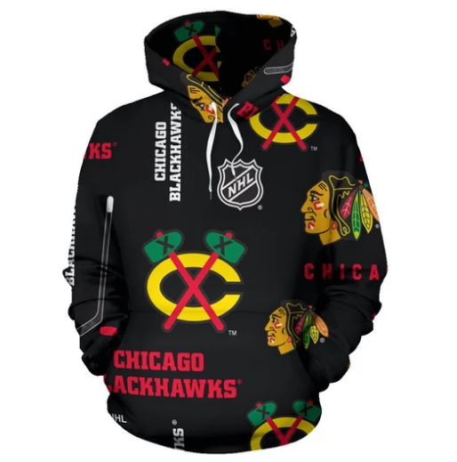 Chicago Blackhawks Stylized Pattern 3D Pullover Hoodie