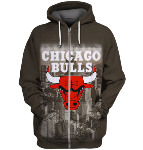 Chicago Bulls Logo 3D Printed Zipper Hoodie Jacket