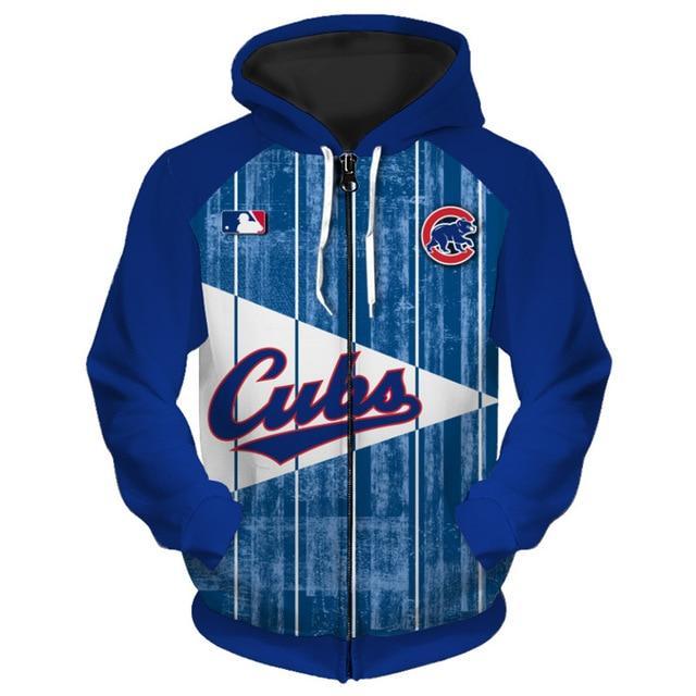 Chicago Cubs Logo With Short Name 3D Zipper Hoodie Jacket